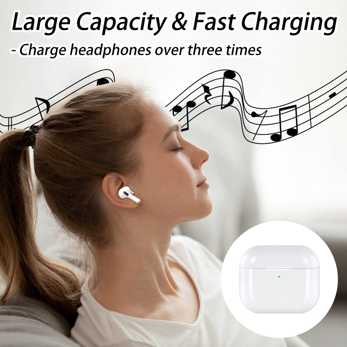 White Wireless Charging Case Replacement with Bluetooth Pairing Sync Button X619