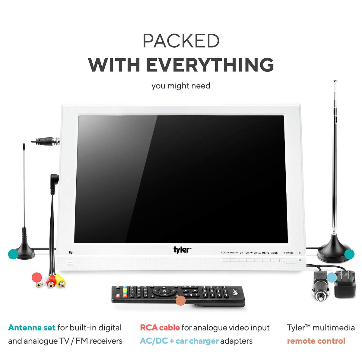 13.3” Portable TV LCD Monitor 1080P Rechargeable Lithium Battery I4621