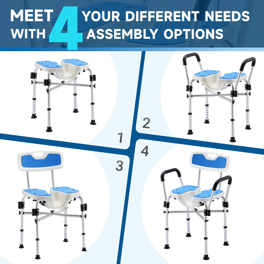 U-Shaped Shower Chair with Arms & Back I30957