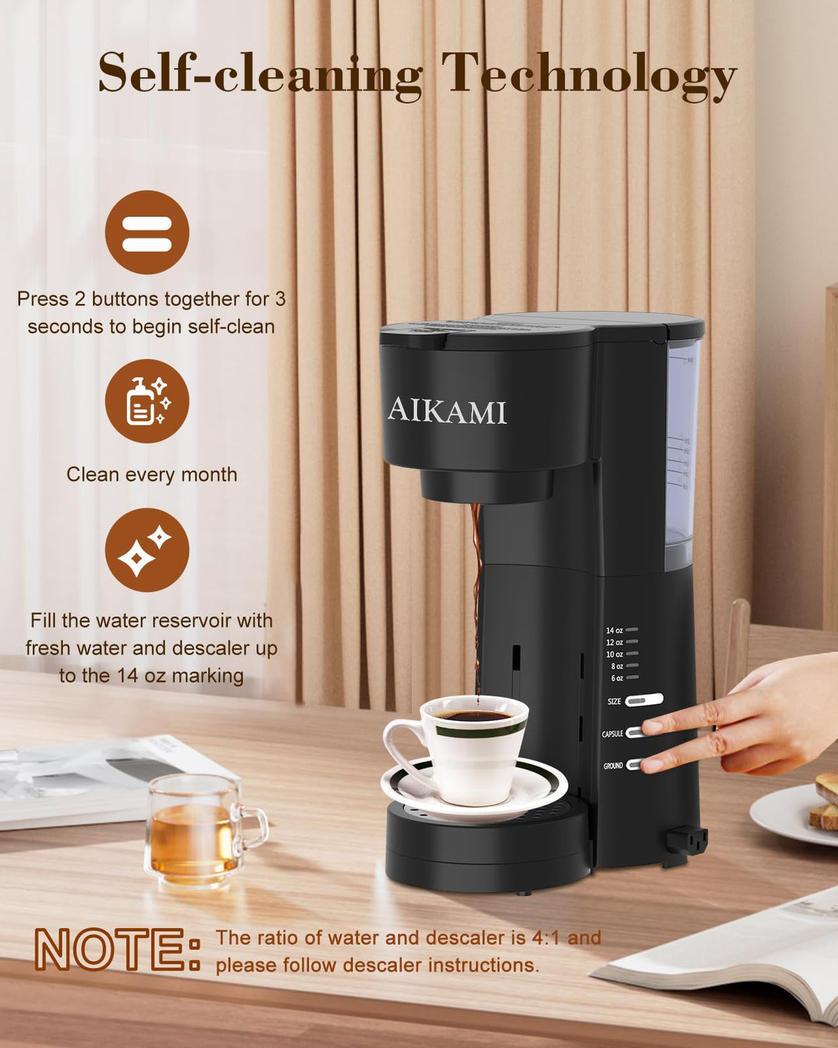 4 IN 1 Single Serve Coffee Maker with Milk Frother and Coffee Grinder U76391