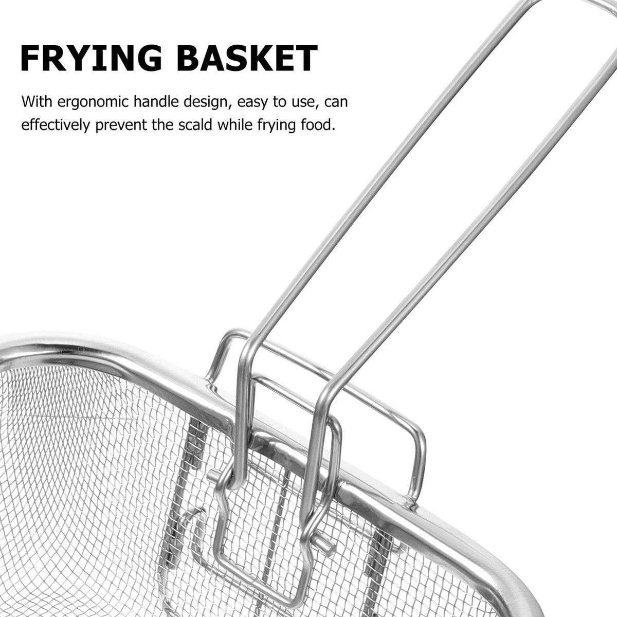 8 Inch Square Stainless Steel Wire Fry Basket with Folding Handle R658424