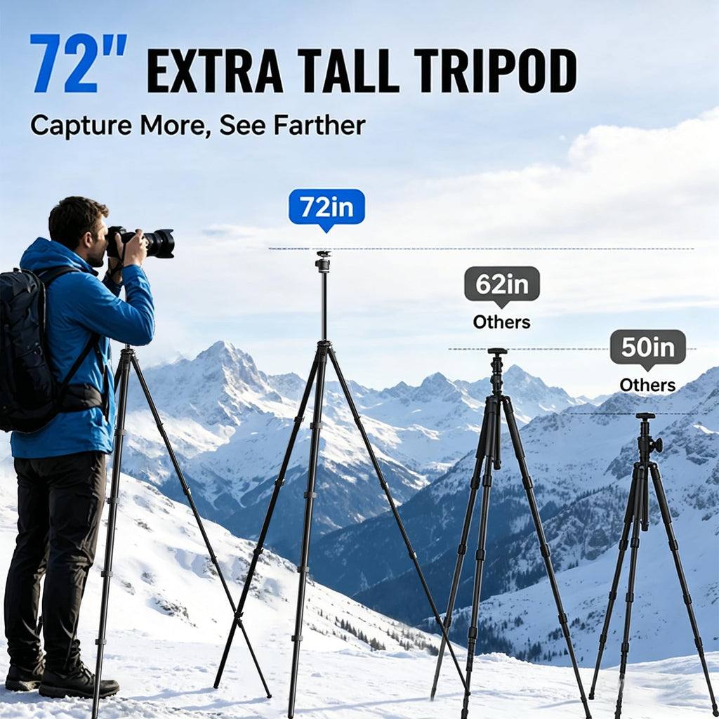 72" Lightweight Aluminum Camera Tripod with Ball Head and Carry Bag S672