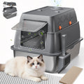 XXL Stainless Steel Enclosed Cat Litter Box with Lid, Mat & Scoop H81936