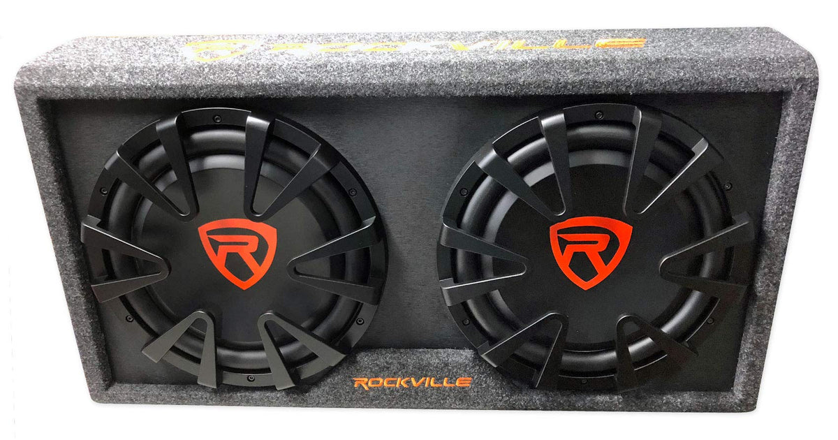 Dual 12" Slim Vented Powered Car Subwoofer Enclosure R3135