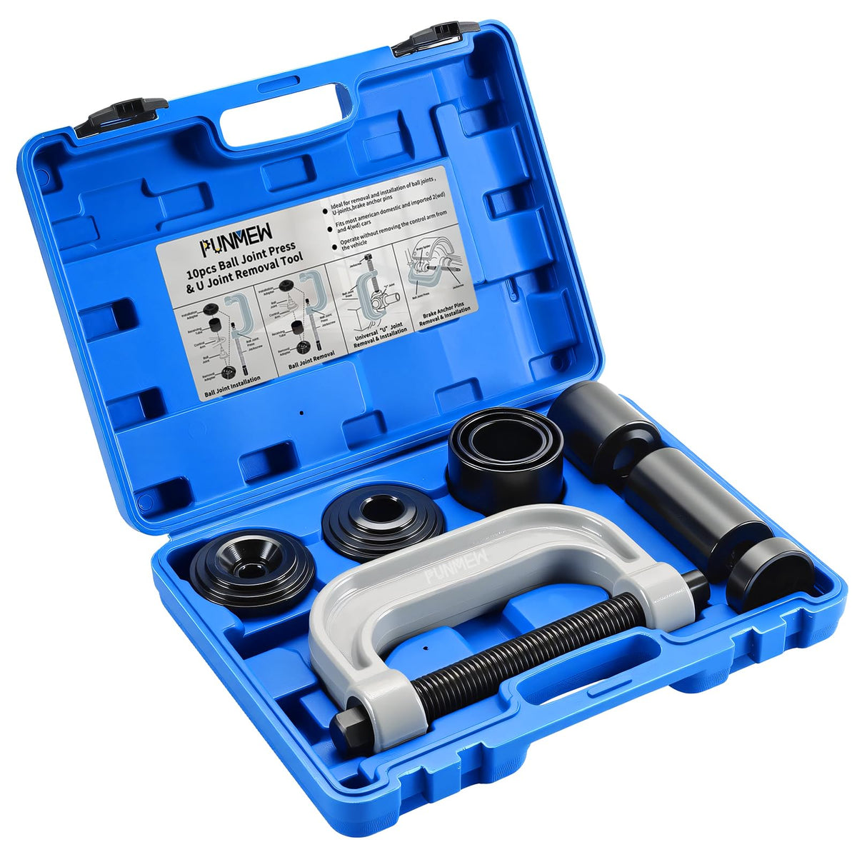 10 pcs Ball Joint Press & U Joint Removal Tool Kit with 4 * 4 Adapters H48957