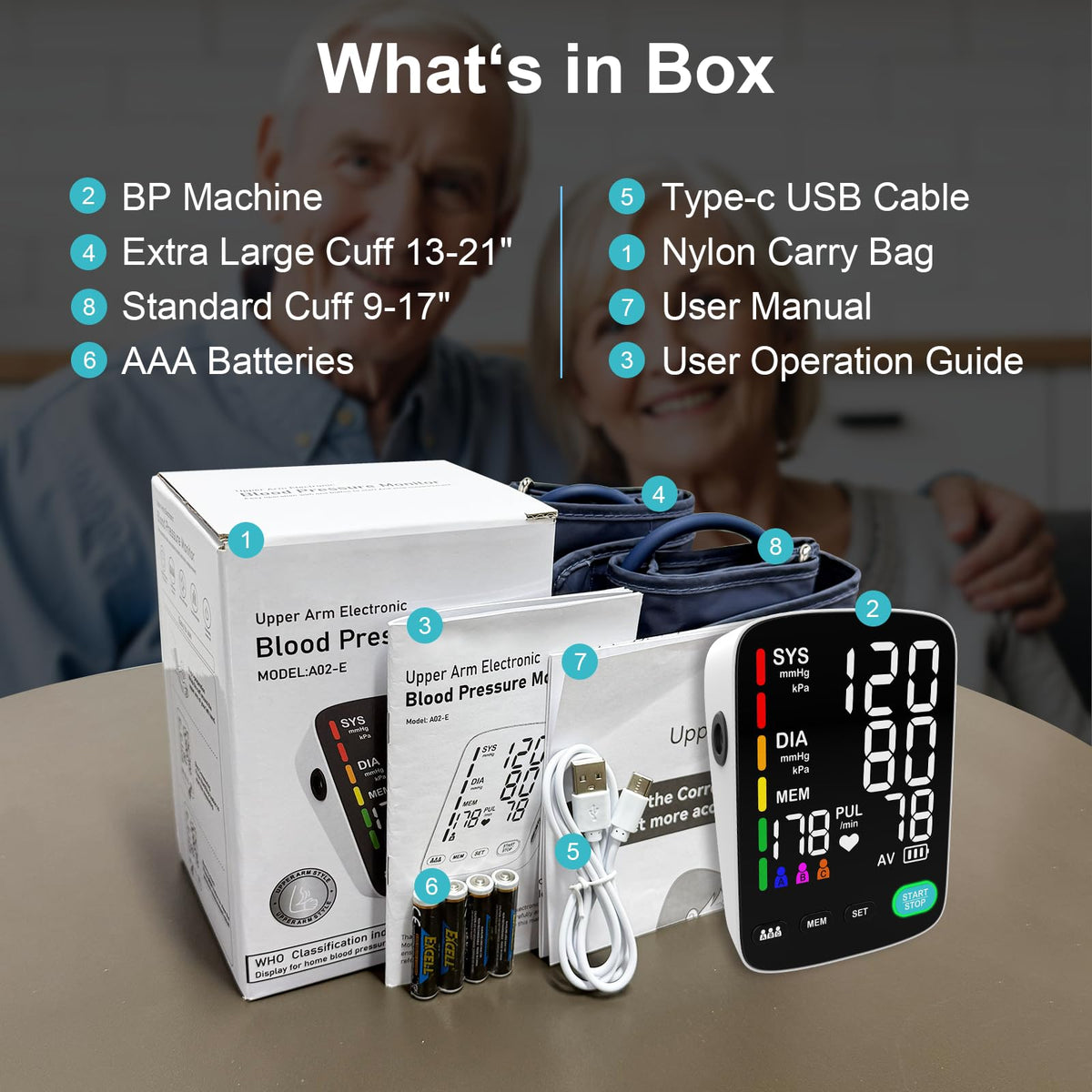 Automatic Upper Arm Blood Pressure Monitor with 5.4 inch LED Screen H413644