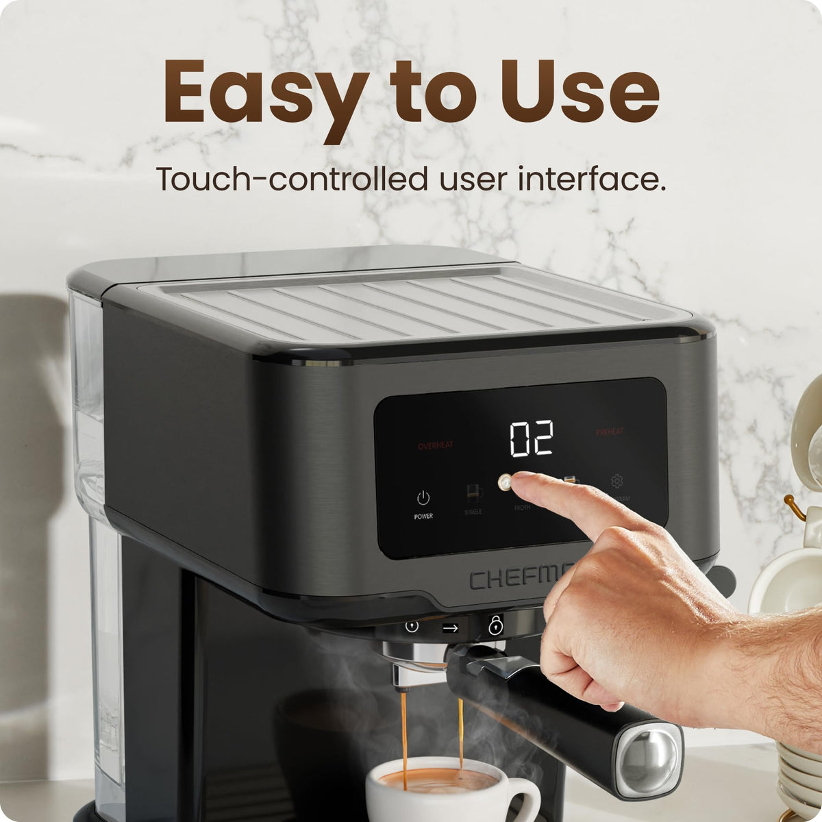 15 Bar Digital Espresso Machine with Steam Wand K913453