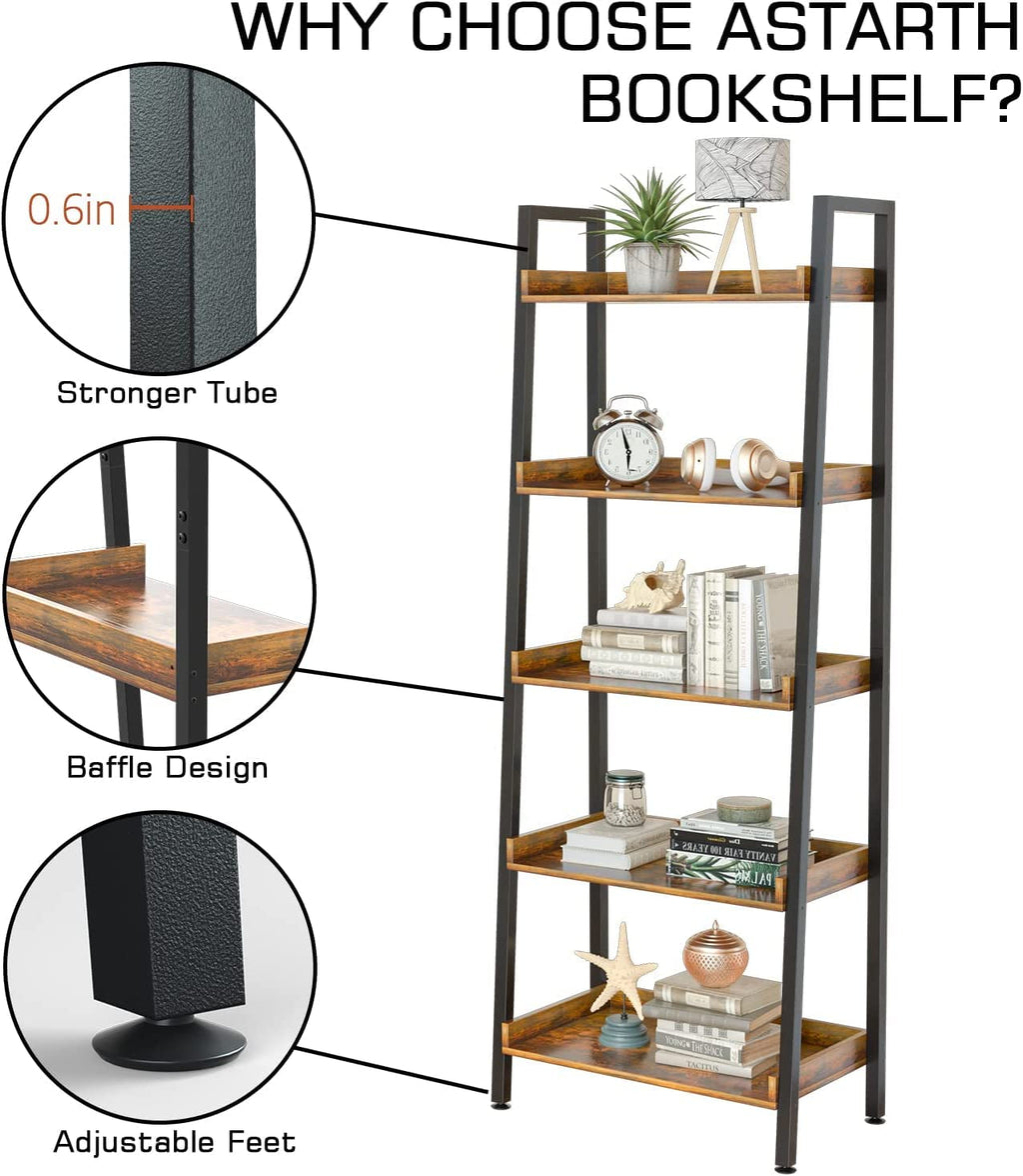 5-Tier 67 Inch Tall Ladder Shelf U890929