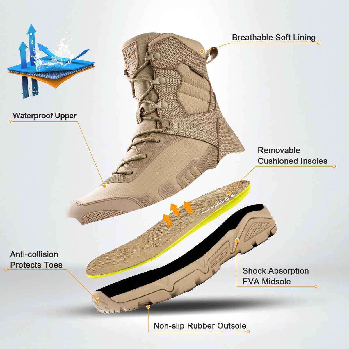 Men's Waterproof Tactical Work Boots G312001