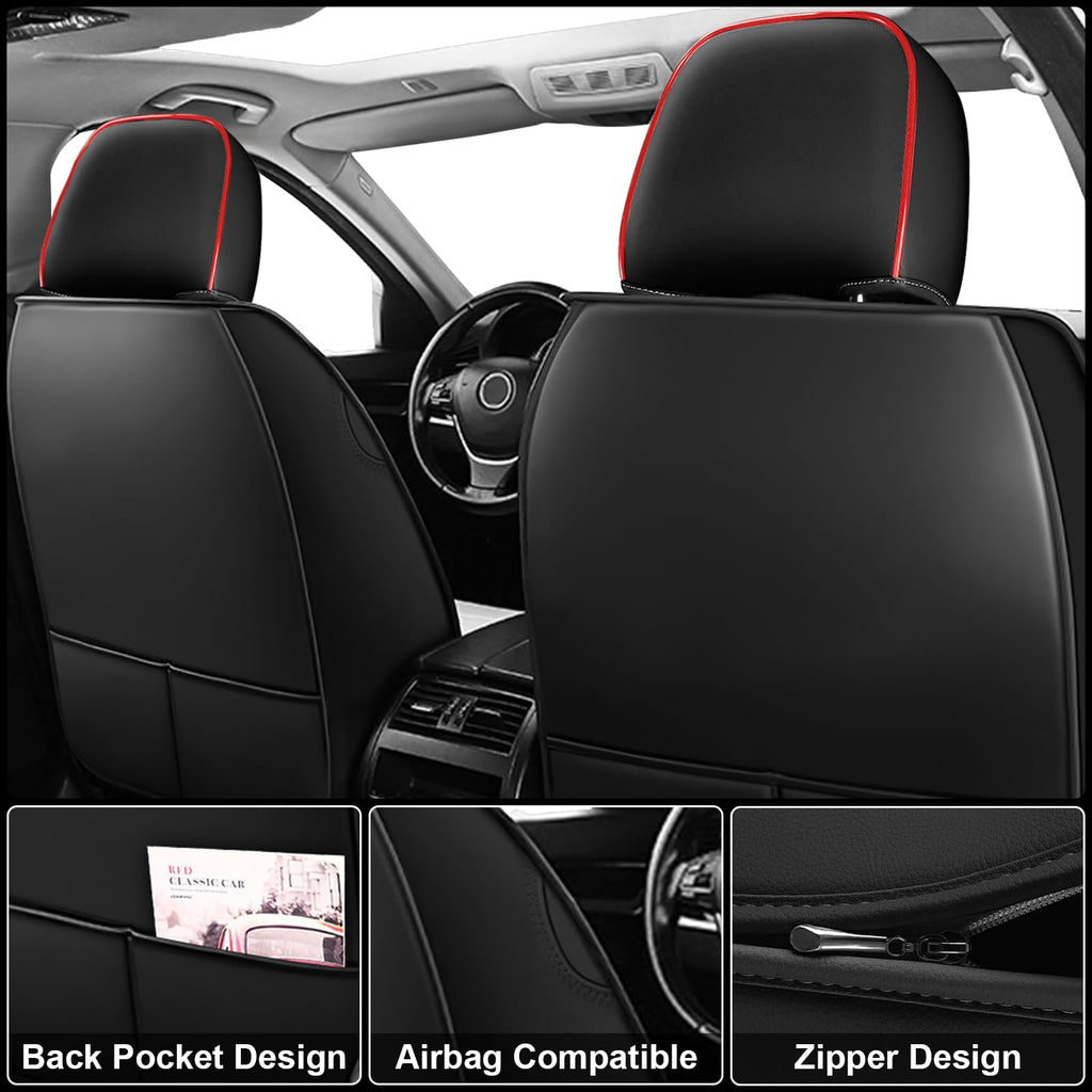 Custom Fit Seat Covers Full Set Black and Red M9343