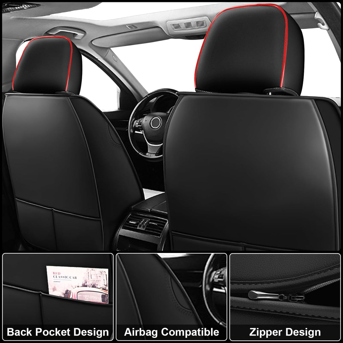 Custom Fit Seat Covers Full Set Black and Red M9343