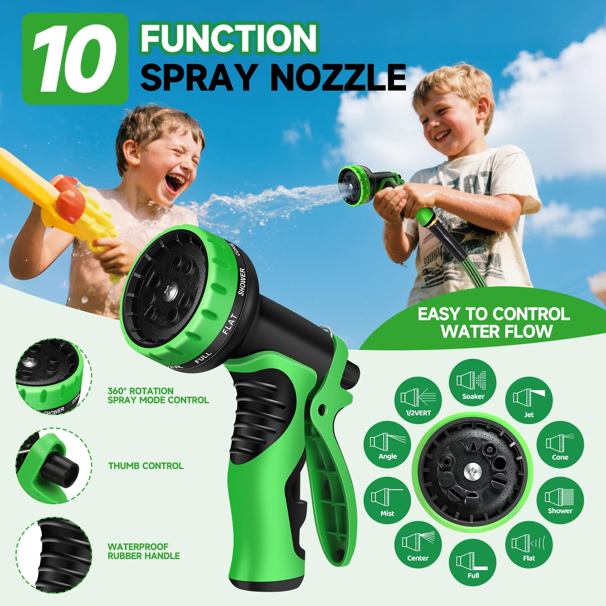 100FT Non-Expandable Kink-Free Garden Hose with Spray Nozzle G1456