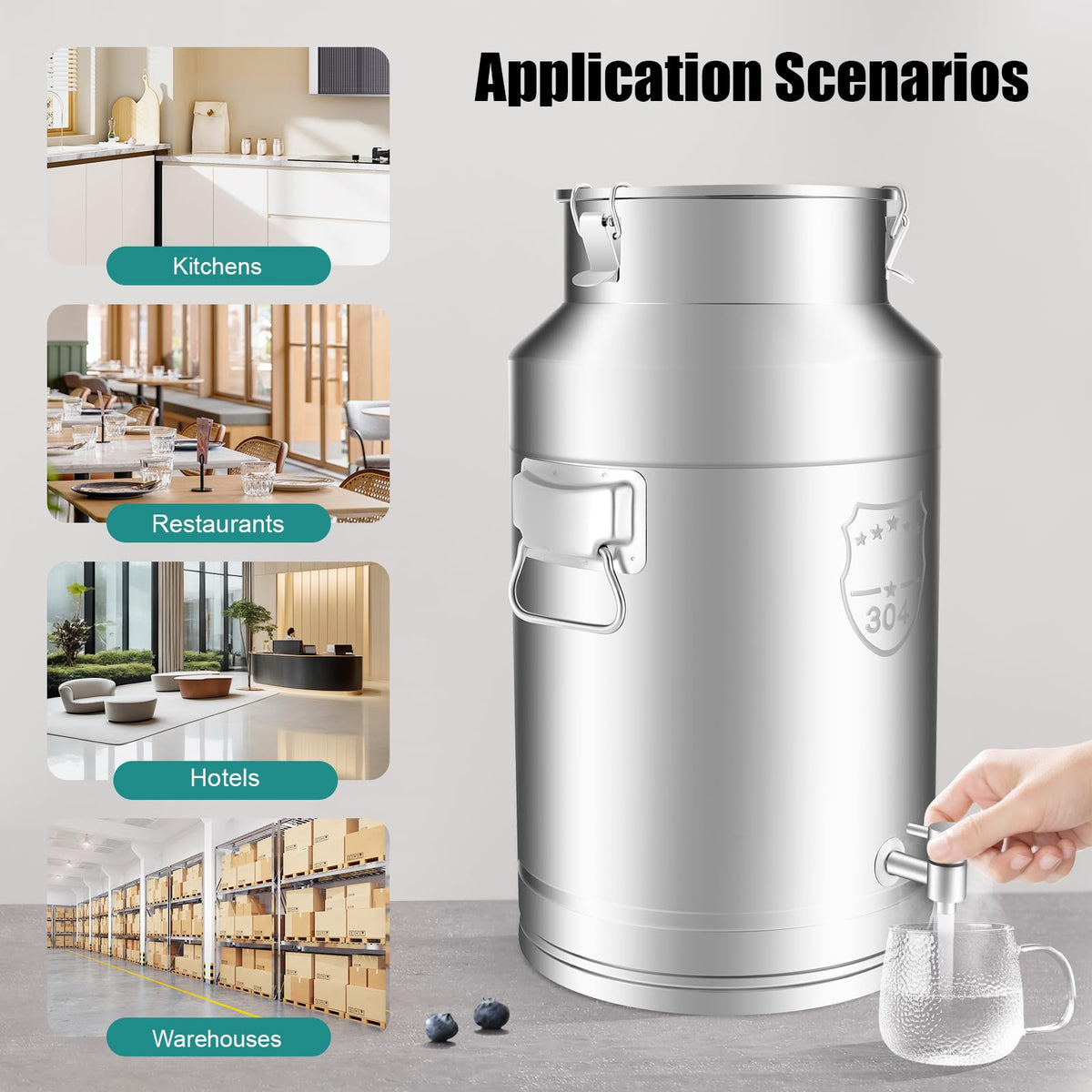 35L Stainless Steel Milk Can with Faucet B180110