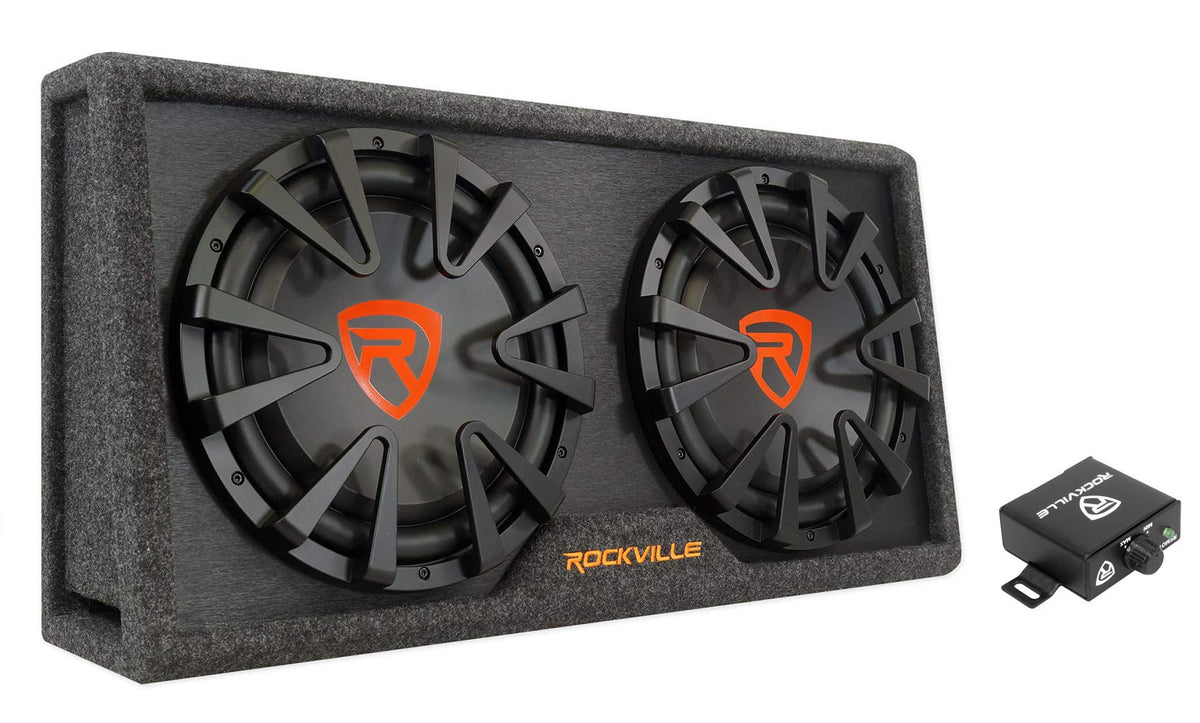 Dual 12" Slim Vented Powered Car Subwoofer Enclosure R3135