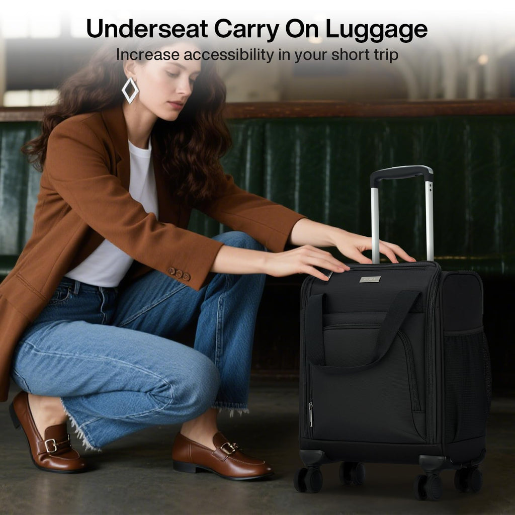 Black 16-inch Underseat Carry On Luggage with Wheels B9977