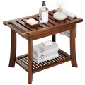 23.6 Inch Teak Shower Bench with Storage Shelf R35573