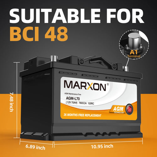 12v 70AH 760CCA AGM Car Battery X858