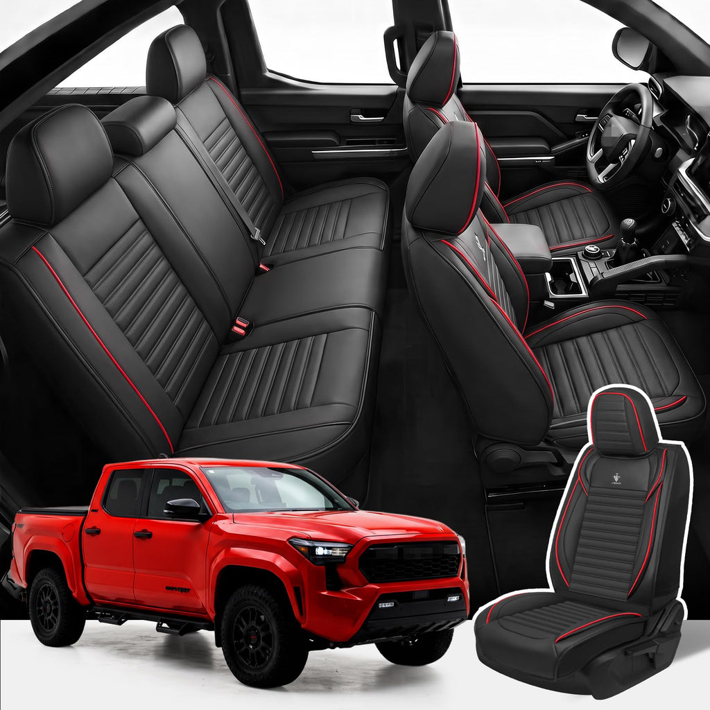 Custom Fit Seat Covers Full Set Black and Red M9343