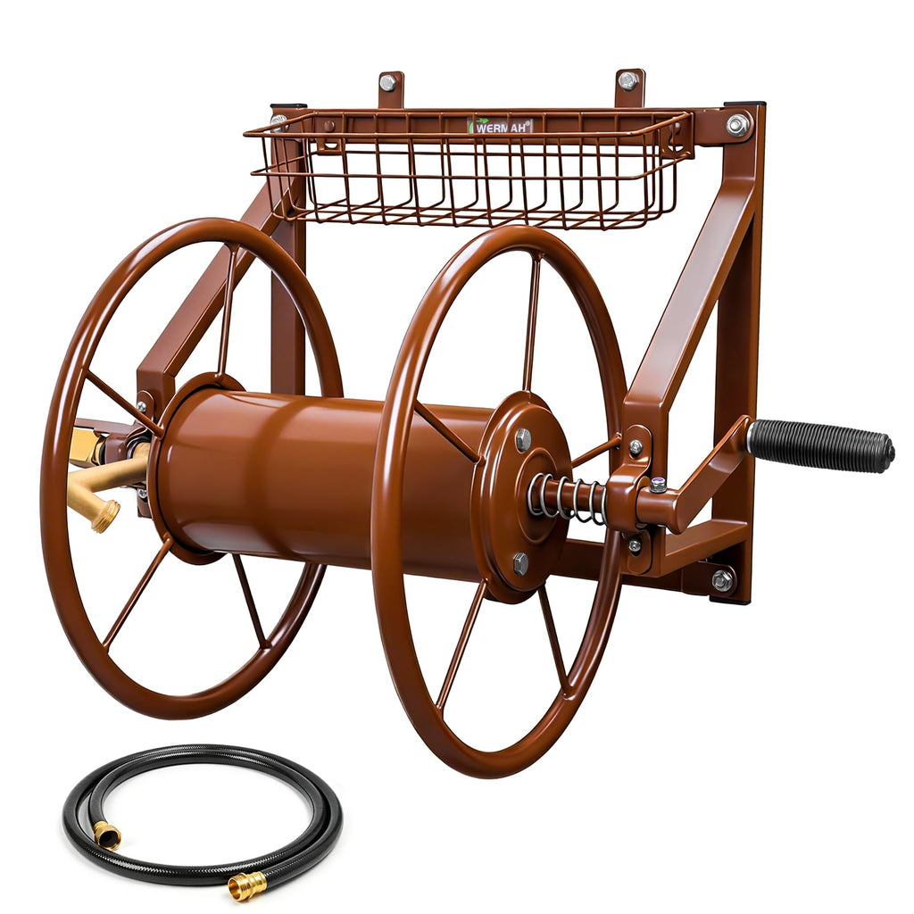 Wall Mount Metal Garden Hose Reel Holds 155ft 5/8" Hose W186