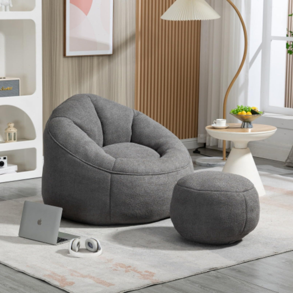 Microfiber Memory Foam Bean Bag Chair with Footstool B8862