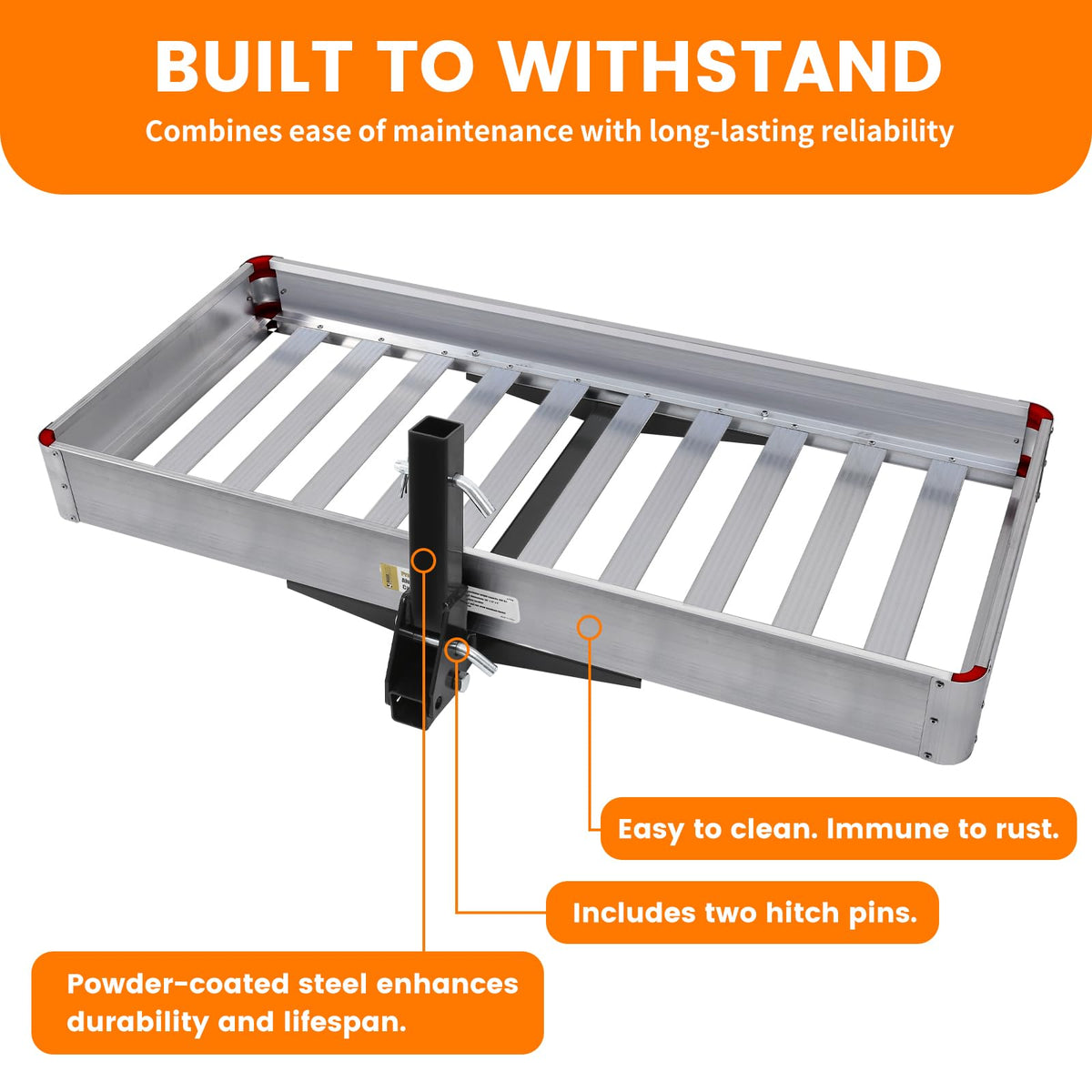 500-lb Capacity 50 inch x 22 inch Folding Aluminum Hitch Mount Cargo Carrier Basket H1737