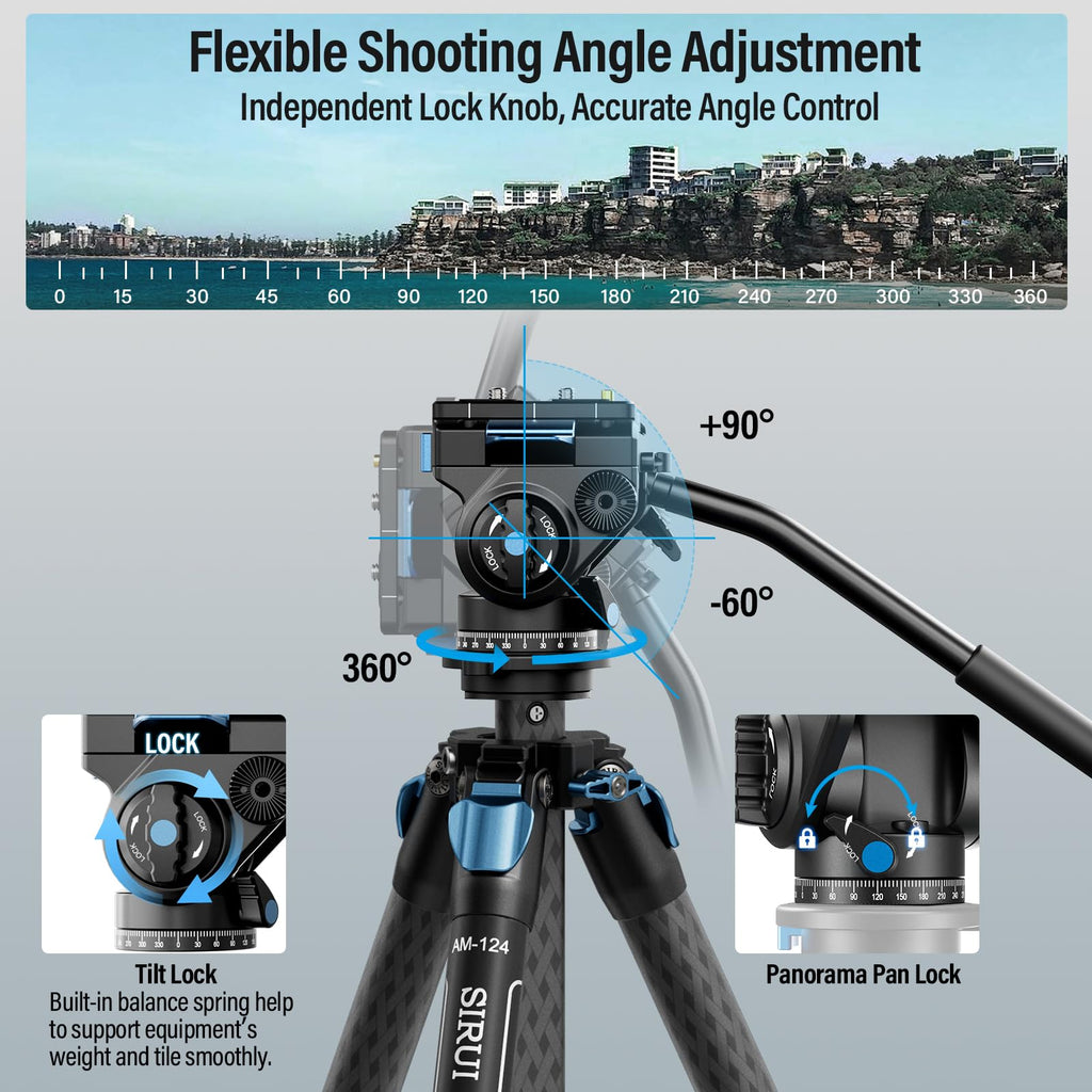 Carbon Fiber Camera Tripod with Fluid Head T806685
