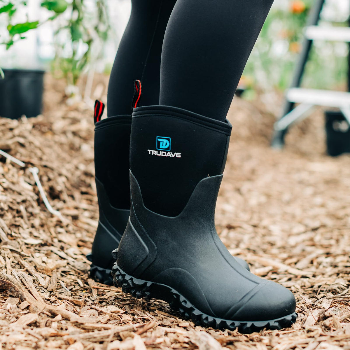 Rubber Boots with Steel Shank, 6mm Neoprene Mid Calf Rain Boots C9684