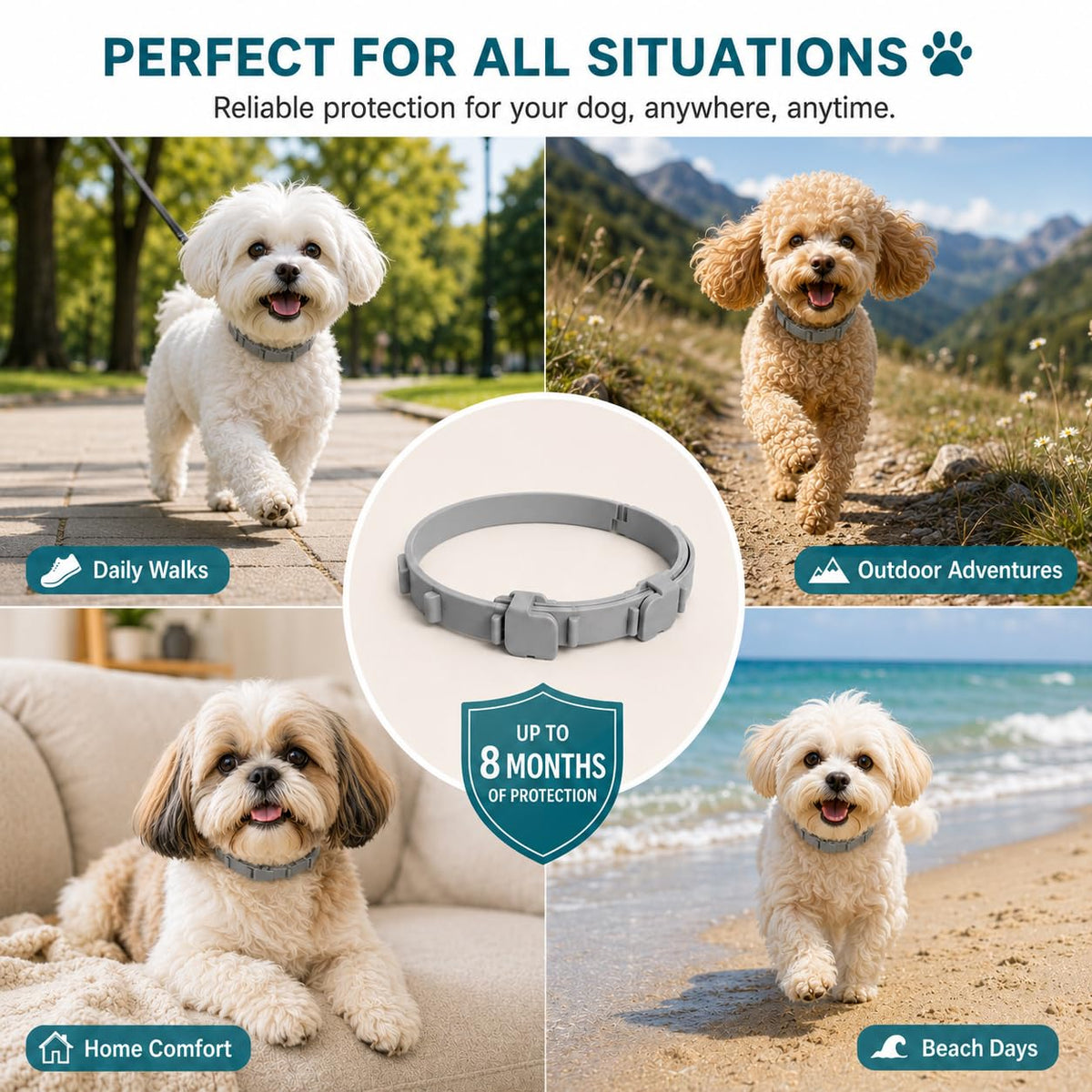 Flea and Tick Collar for Dogs, 4 Pack, Small Dogs Under 18 lbs G22063