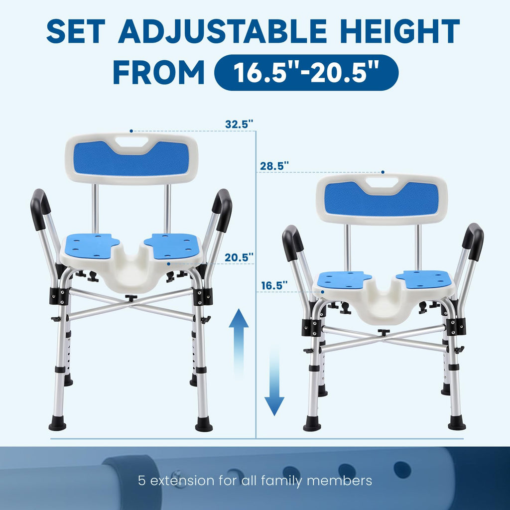 U-Shaped Shower Chair with Arms & Back I30957