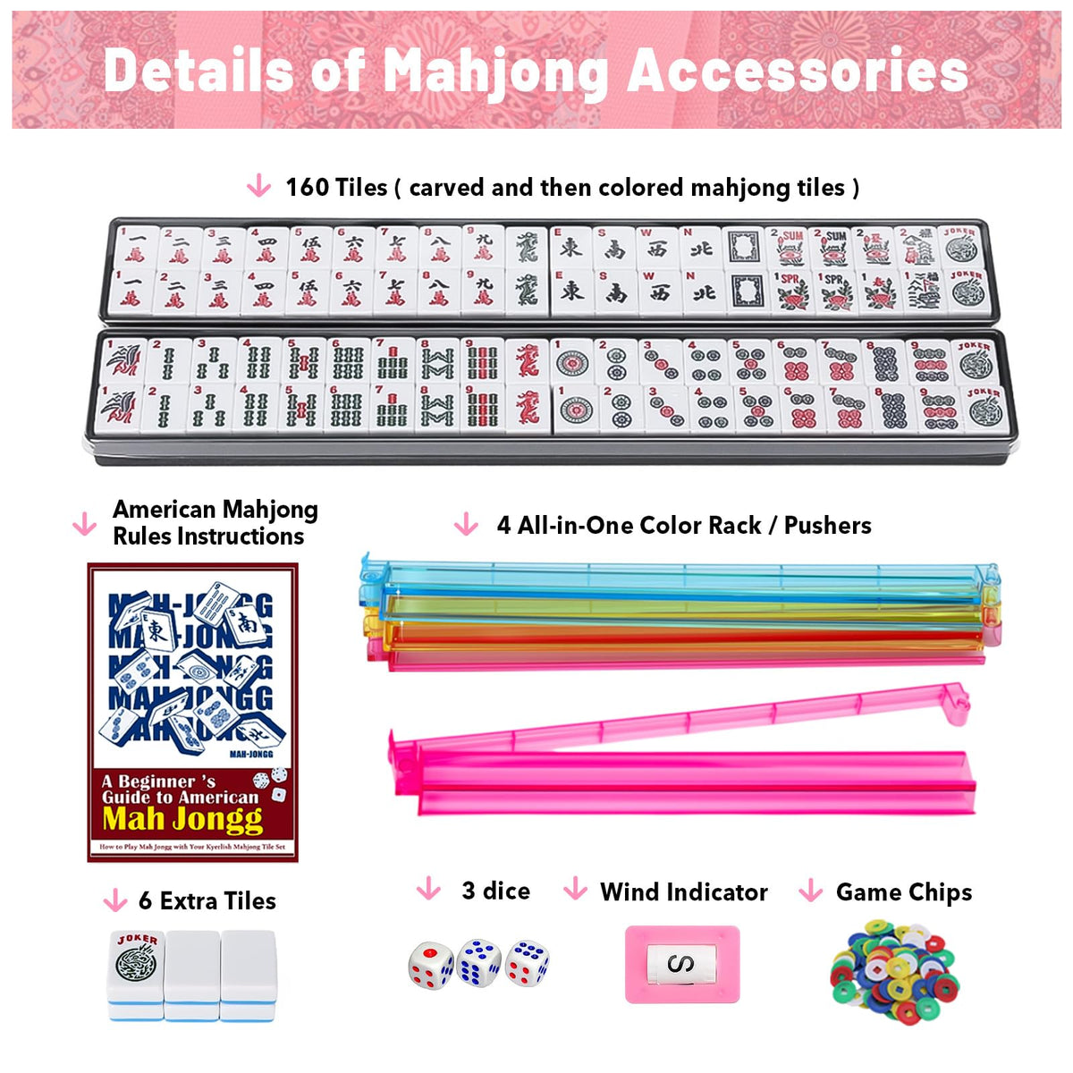 American Mahjong Set with 166 Blue Tiles and Racks E41206