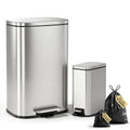 13 Gallon and 1.6 Gallon Stainless Steel Trash Can Set with Lid and Step-on Pedal N14914