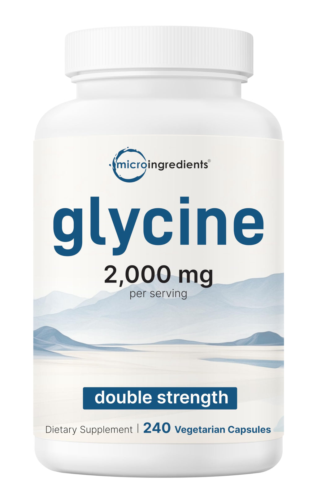 Glycine 2,000mg 240 Veggie Capsules Double Strength Amino Acids M90646
