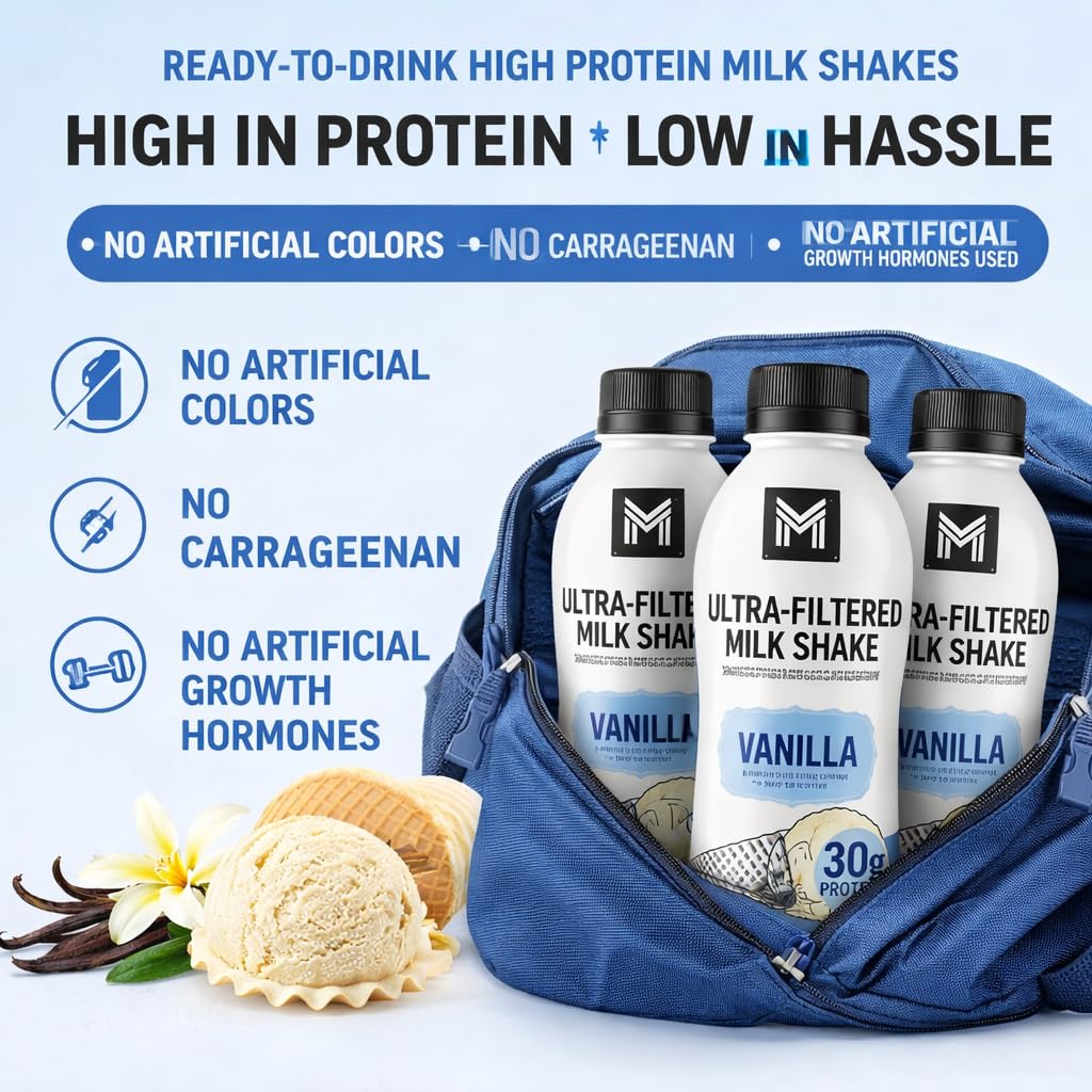 Vanilla Milk Shake, 12 Pack High Protein Shake, 30g Protein, 11.5 Fl Oz U194399