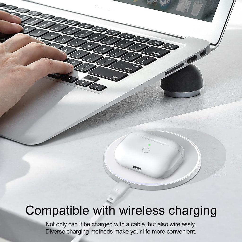 White Wireless Charging Case Replacement with Bluetooth Pairing Sync Button X619
