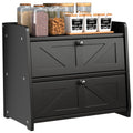 Black Double Layer Wooden Bread Box M5529