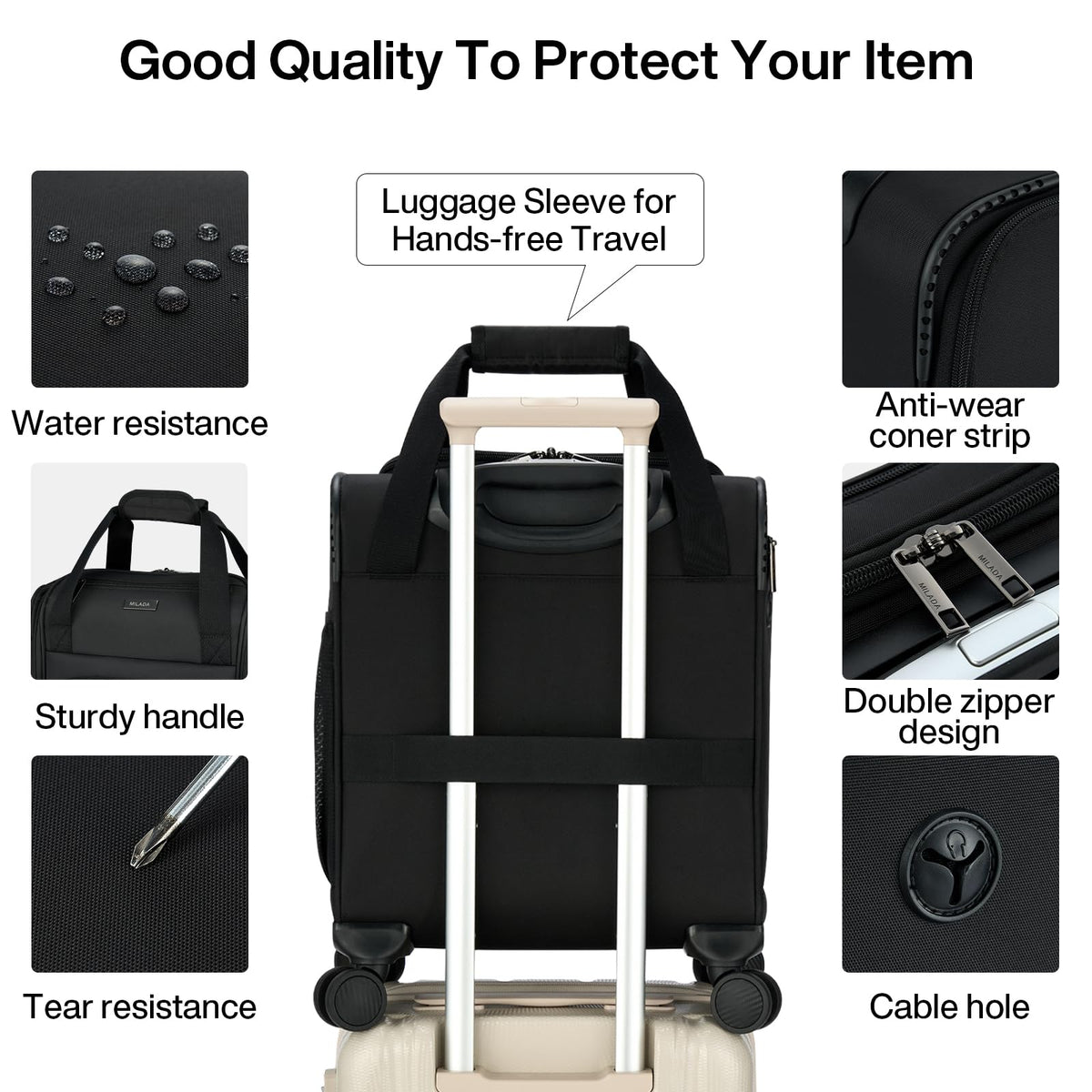 Black 16-inch Underseat Carry On Luggage with Wheels B9977