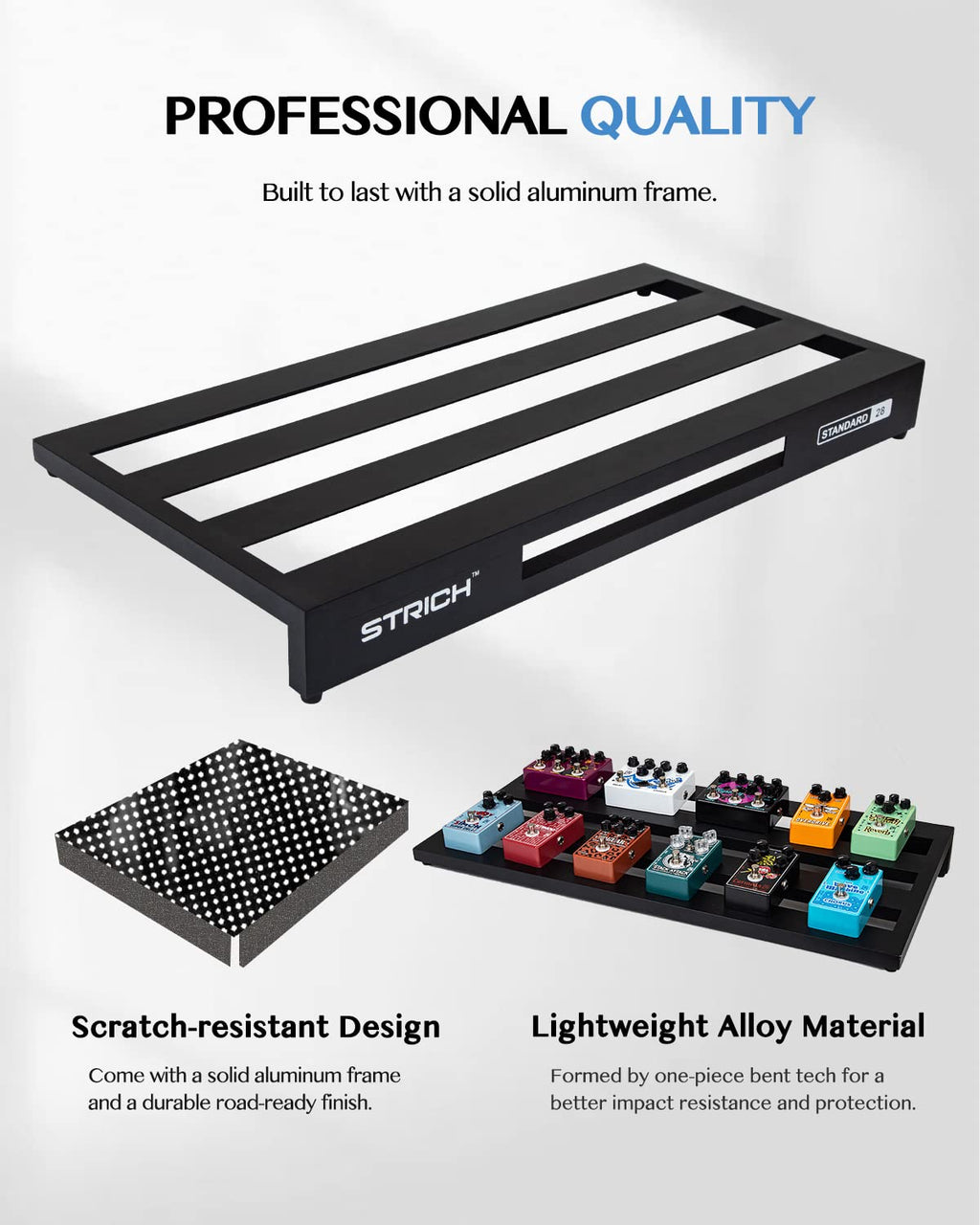 Aluminum Alloy Lightweight 28'' x 13.78'' Extra Large Guitar Pedal Board with Carry Bag S223005