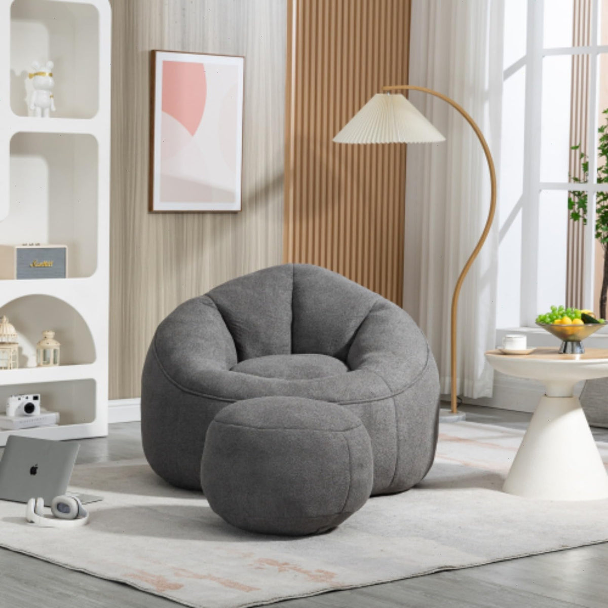 Microfiber Memory Foam Bean Bag Chair with Footstool B8862