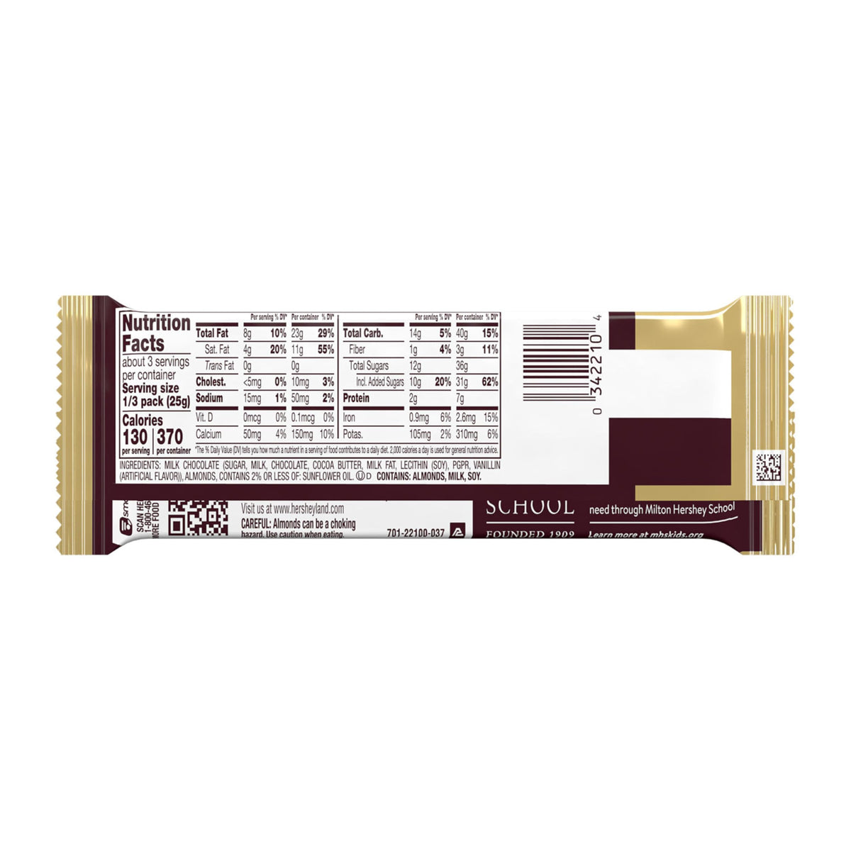 Milk Chocolate with Whole Almonds Candy Bar 2.6 oz O955576