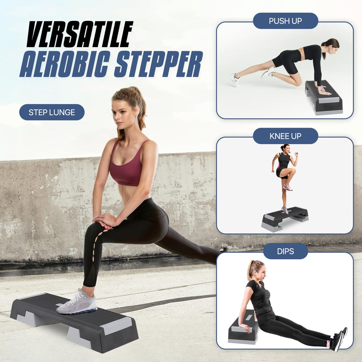 Aerobics Stepper Platform with Stackable Risers K651831