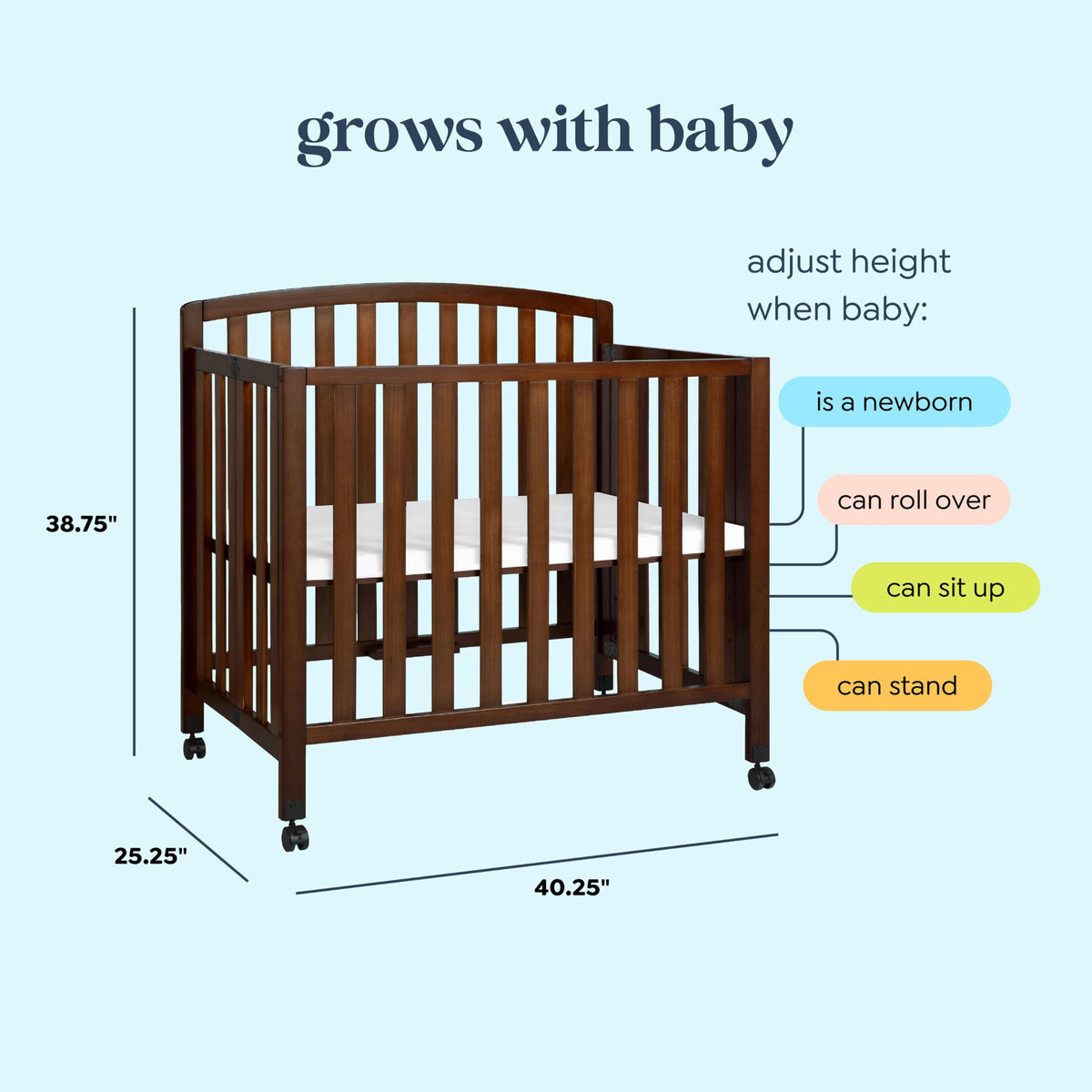 Espresso 3-in-1 Convertible Mini Crib B49673