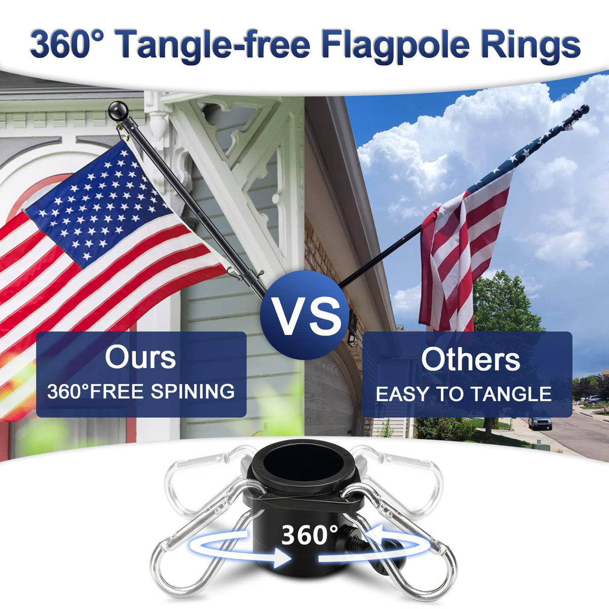 6ft Tangle Free Spinning Flag Pole Kit H717915