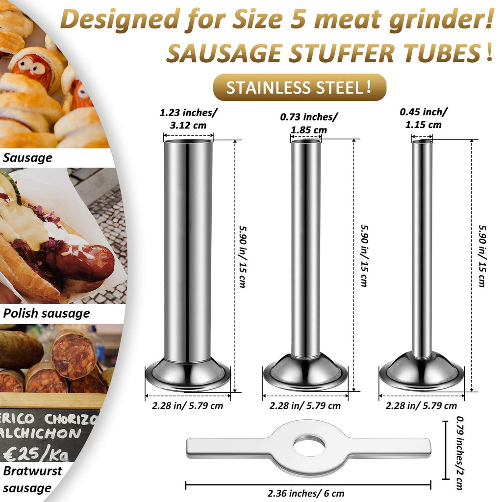 4 Pcs Stainless Steel Sausage Stuffer Tubes W273447
