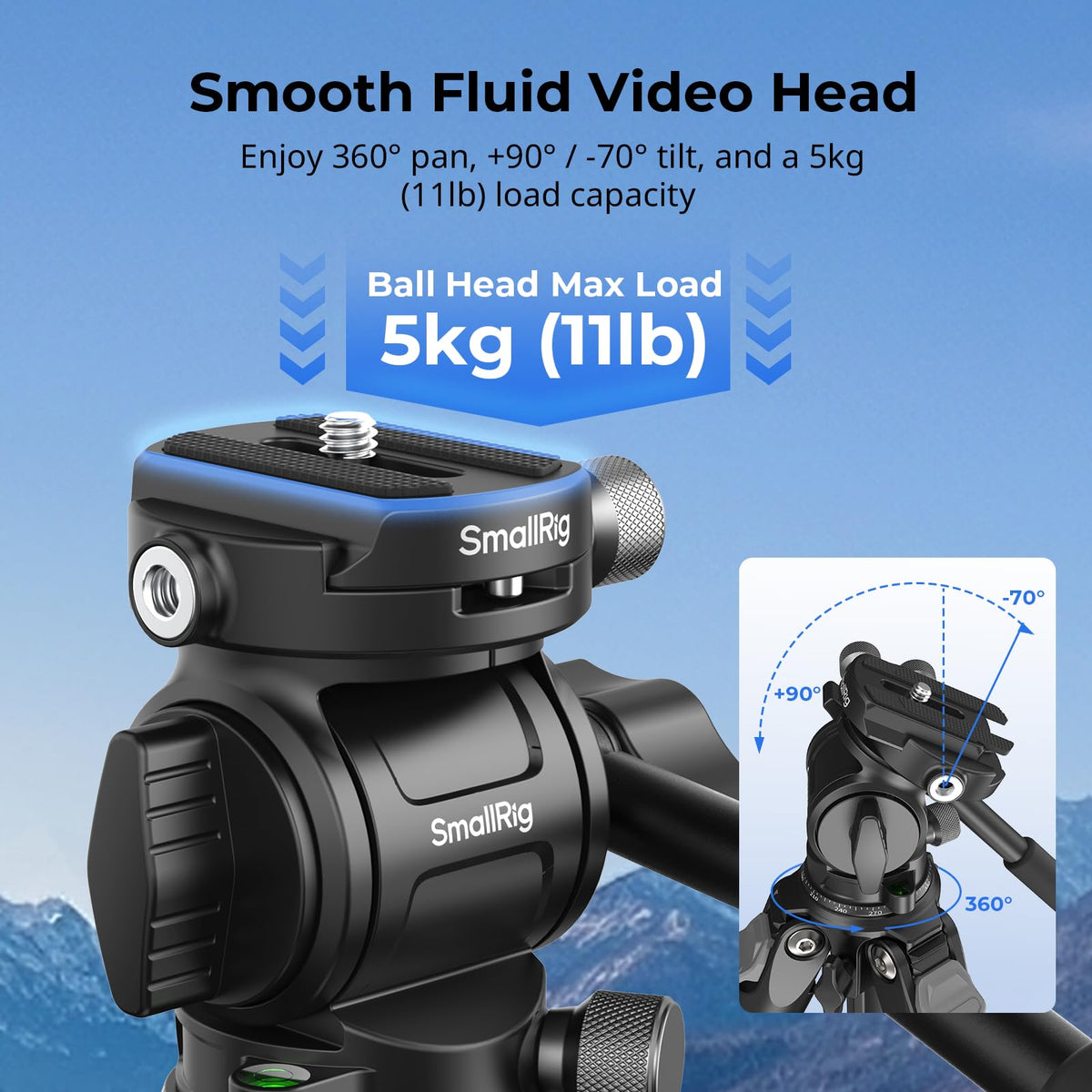 Carbon Fiber Compact Travel Tripod with Fluid Head T96955