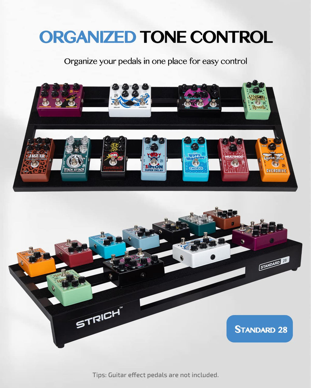 Aluminum Alloy Lightweight 28'' x 13.78'' Extra Large Guitar Pedal Board with Carry Bag S223005