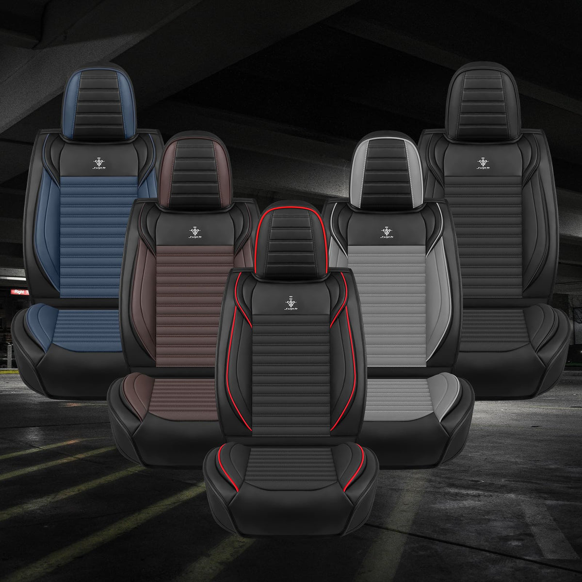 Custom Fit Seat Covers Full Set Black and Red M9343