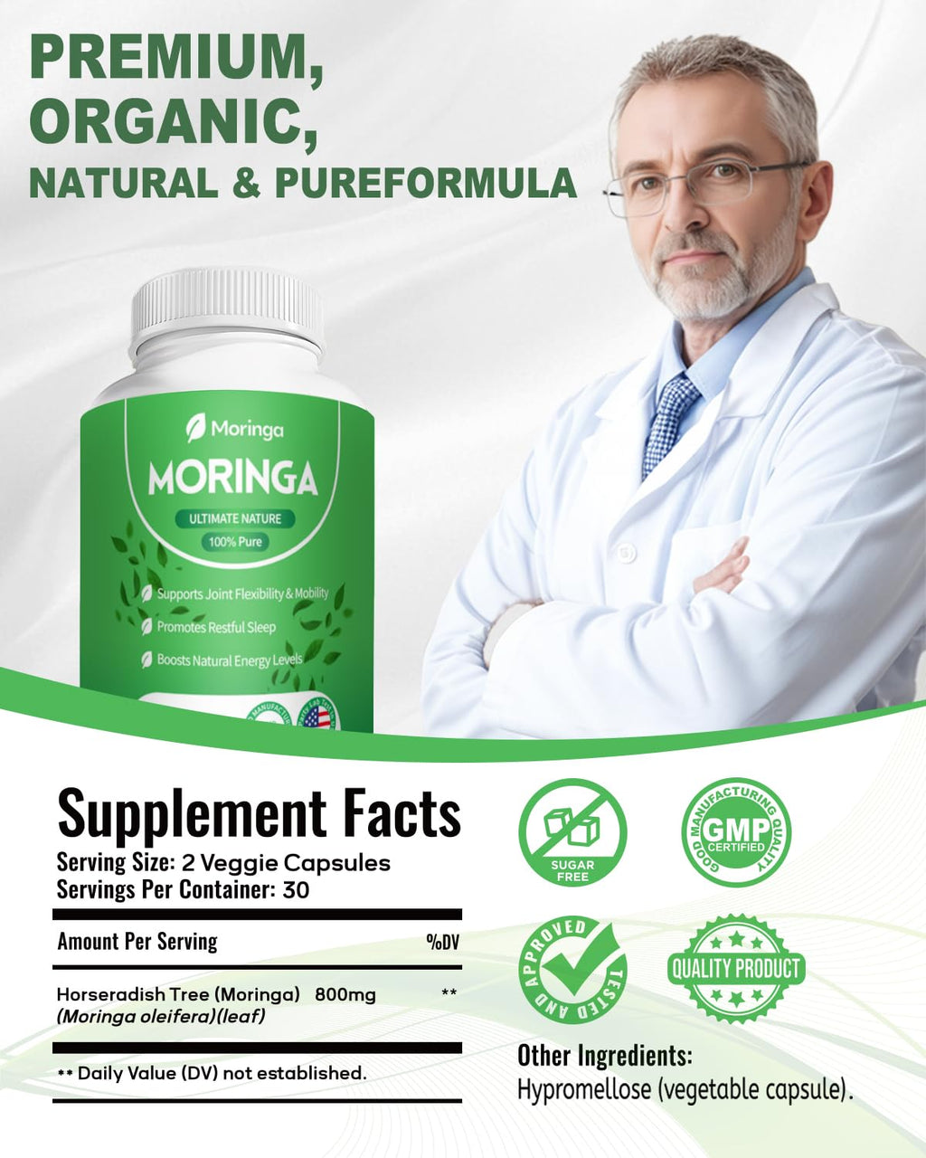 Moringa Capsules 800mg 60 Vegan Capsules I135