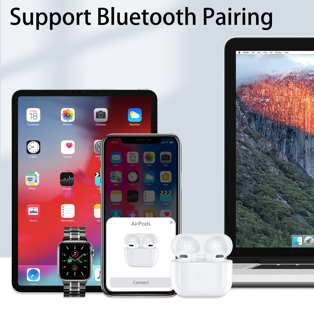 White Wireless Charging Case Replacement with Bluetooth Pairing Sync Button X619
