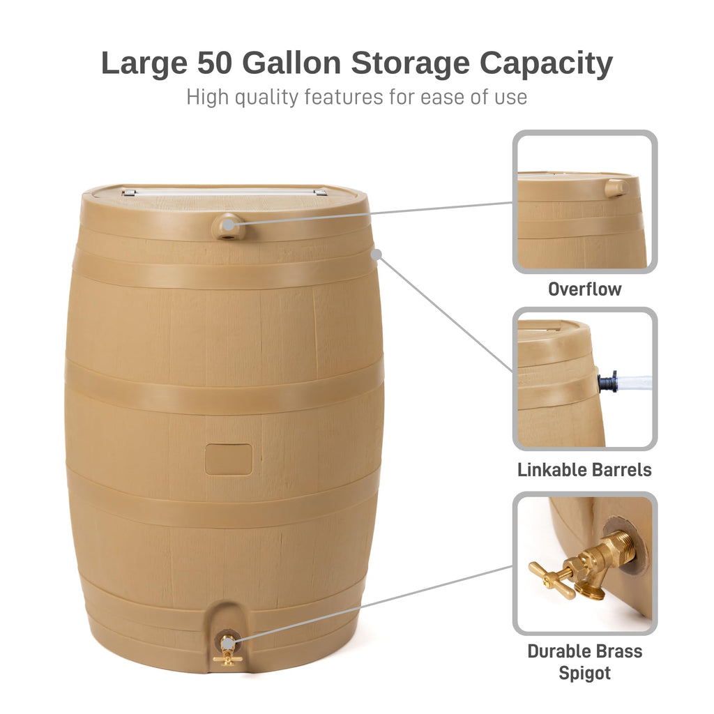 50-Gallon Rain Water Collection Barrel with Brass Spigot L794
