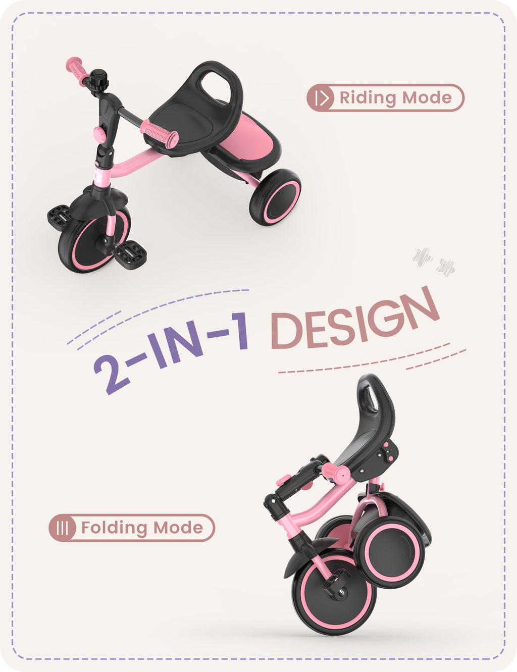 Pink Toddler Tricycle with Bell O879